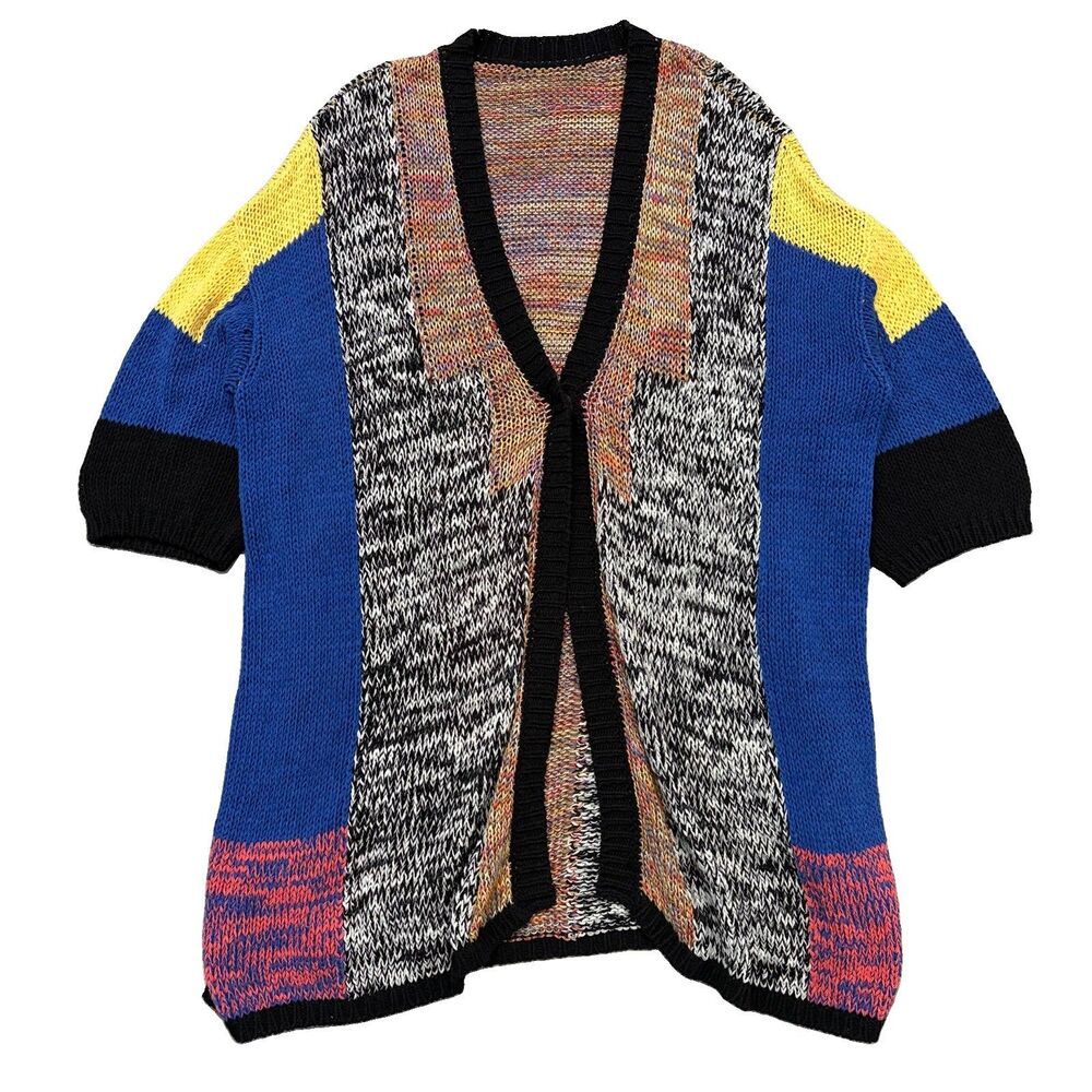 Etro Milano Multicolor Melange Longline Heavy Knit Cardigan Size 40